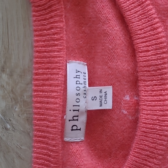 Philosophy Coral and White Polka Dot Sweater Size S - Picture 2 of 4